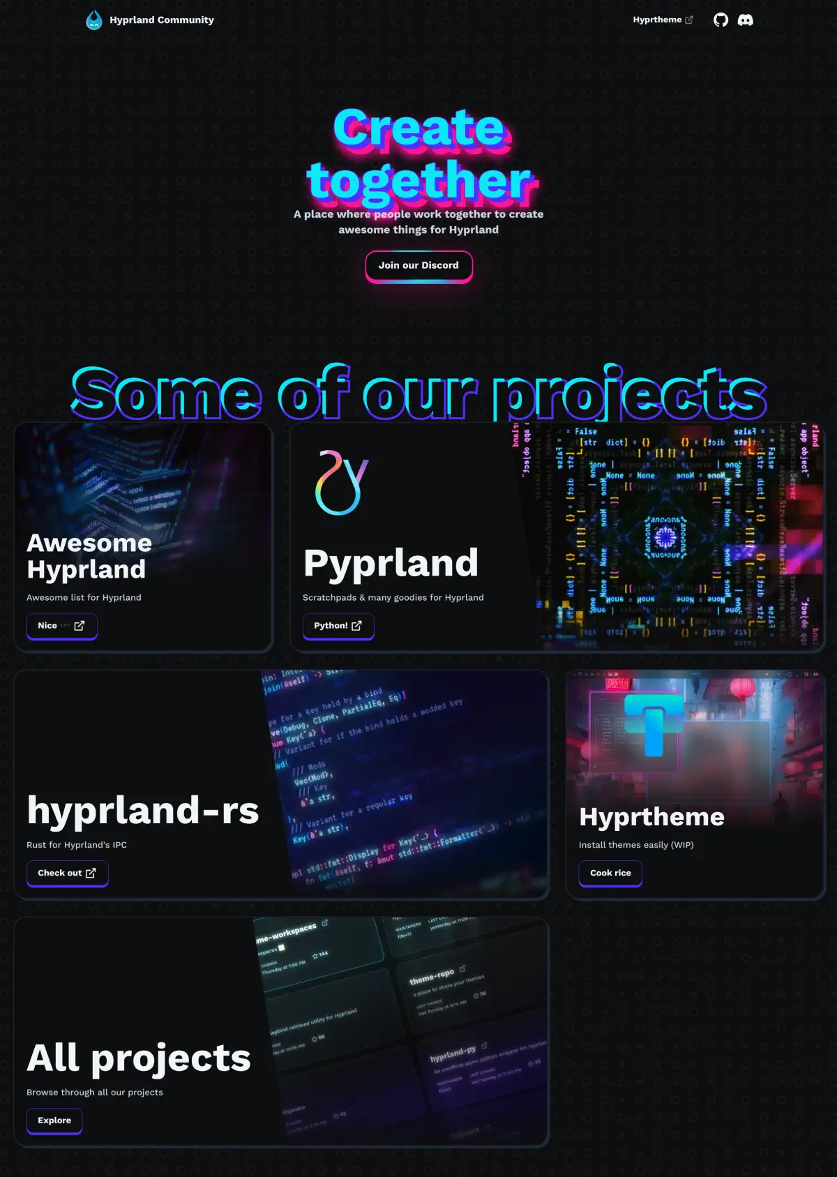 Screenshot of hyprland-community.org