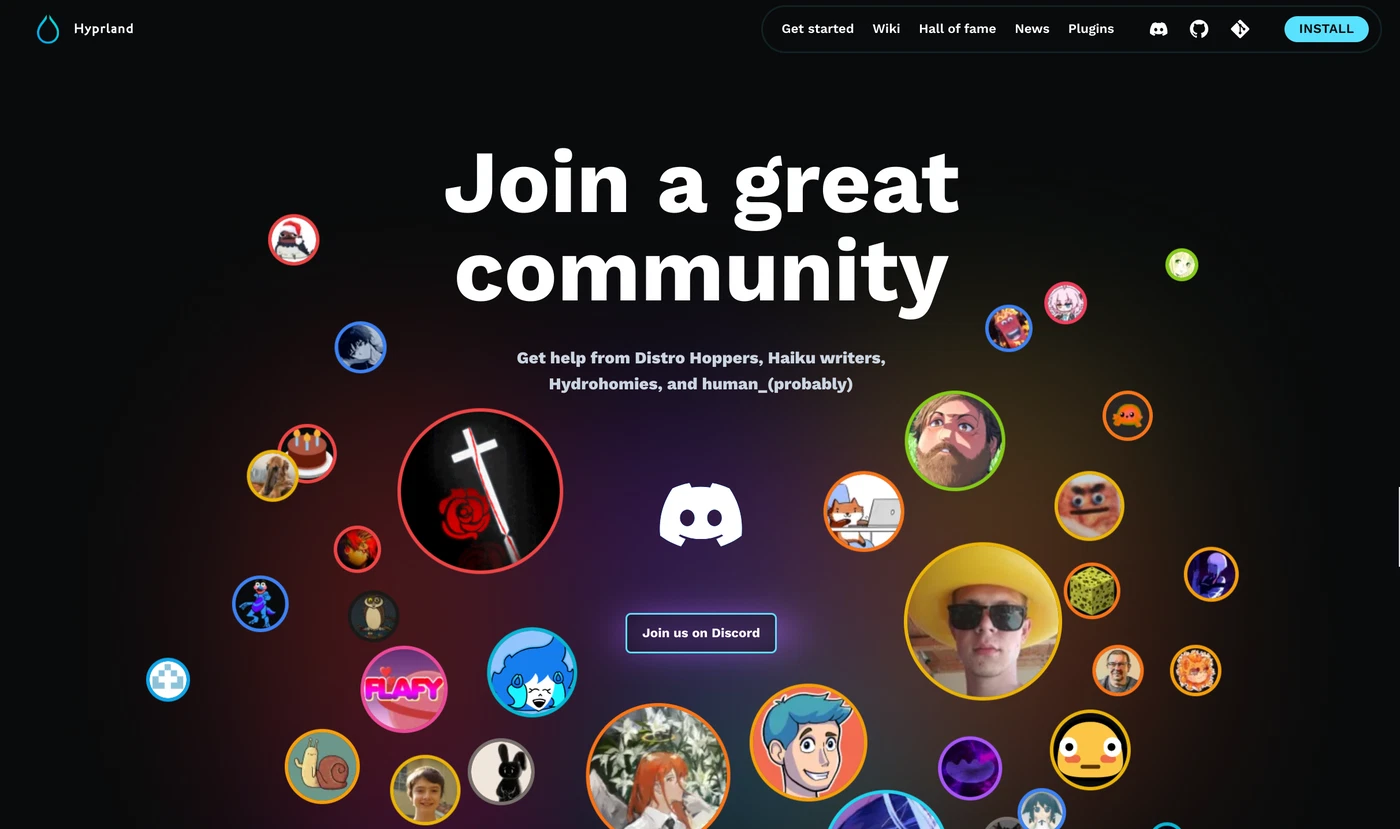 Screenshot of hyprland.org - Community